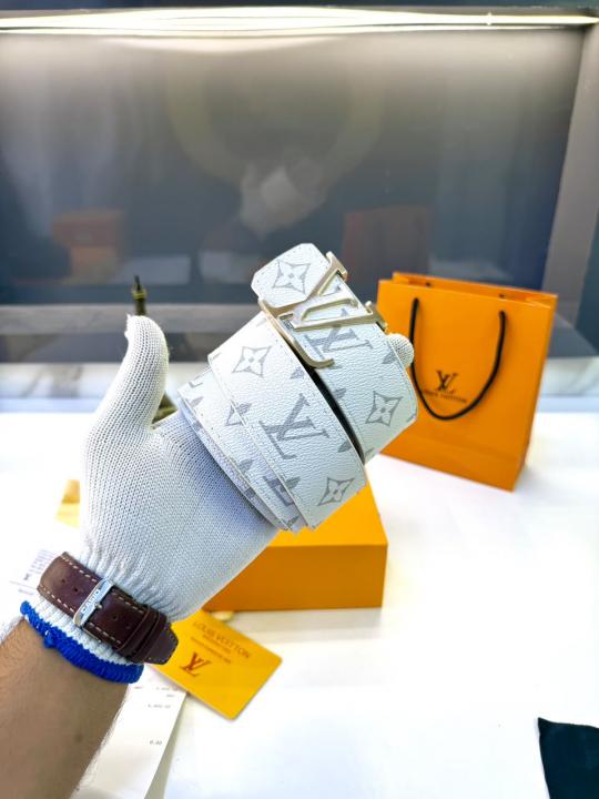 Louis Vuitton White Monogram Belt with LV Buckle